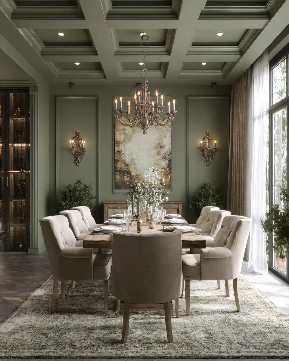 Sage Green Classic Dining Room Decor Ideas