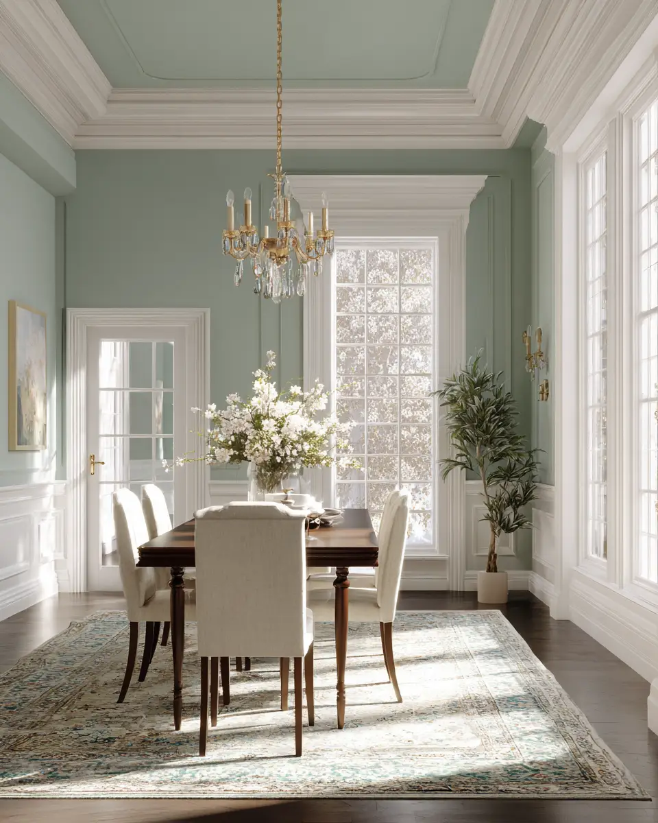 Sage Green Classic Dining Room Decor Ideas