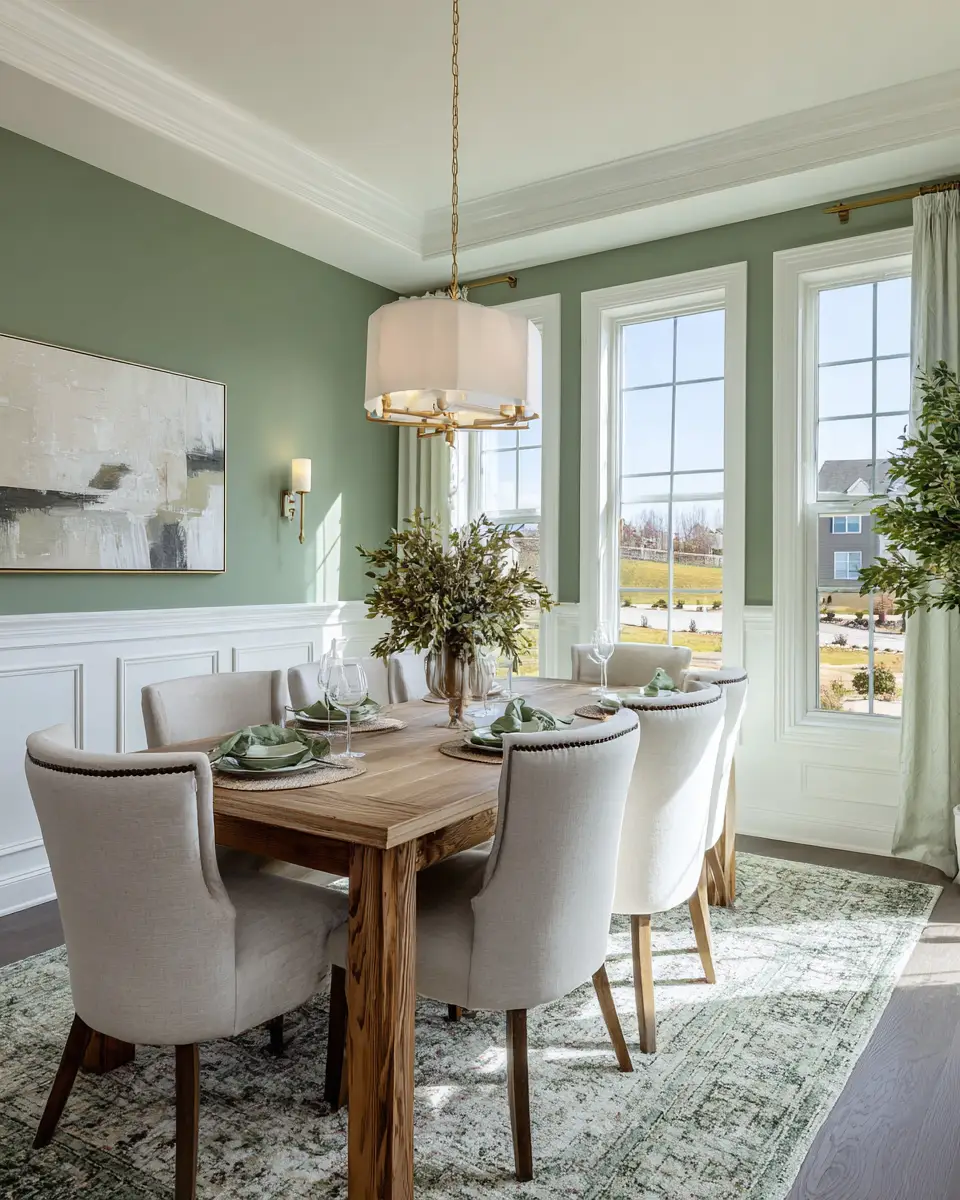 Sage Green Classic Dining Room Decor Ideas