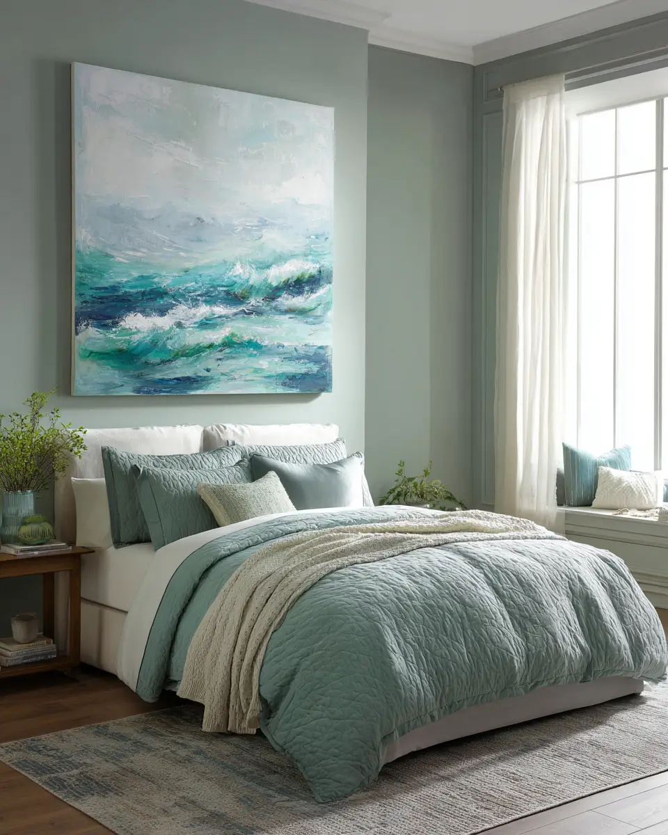 Sage Green Coastal Bedroom Decor Ideas