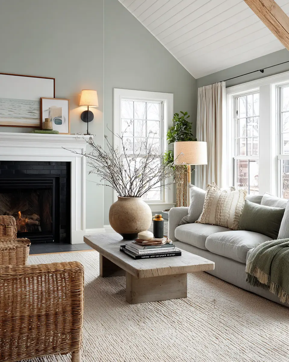 Sage Green Coastal Living Room Decor Ideas