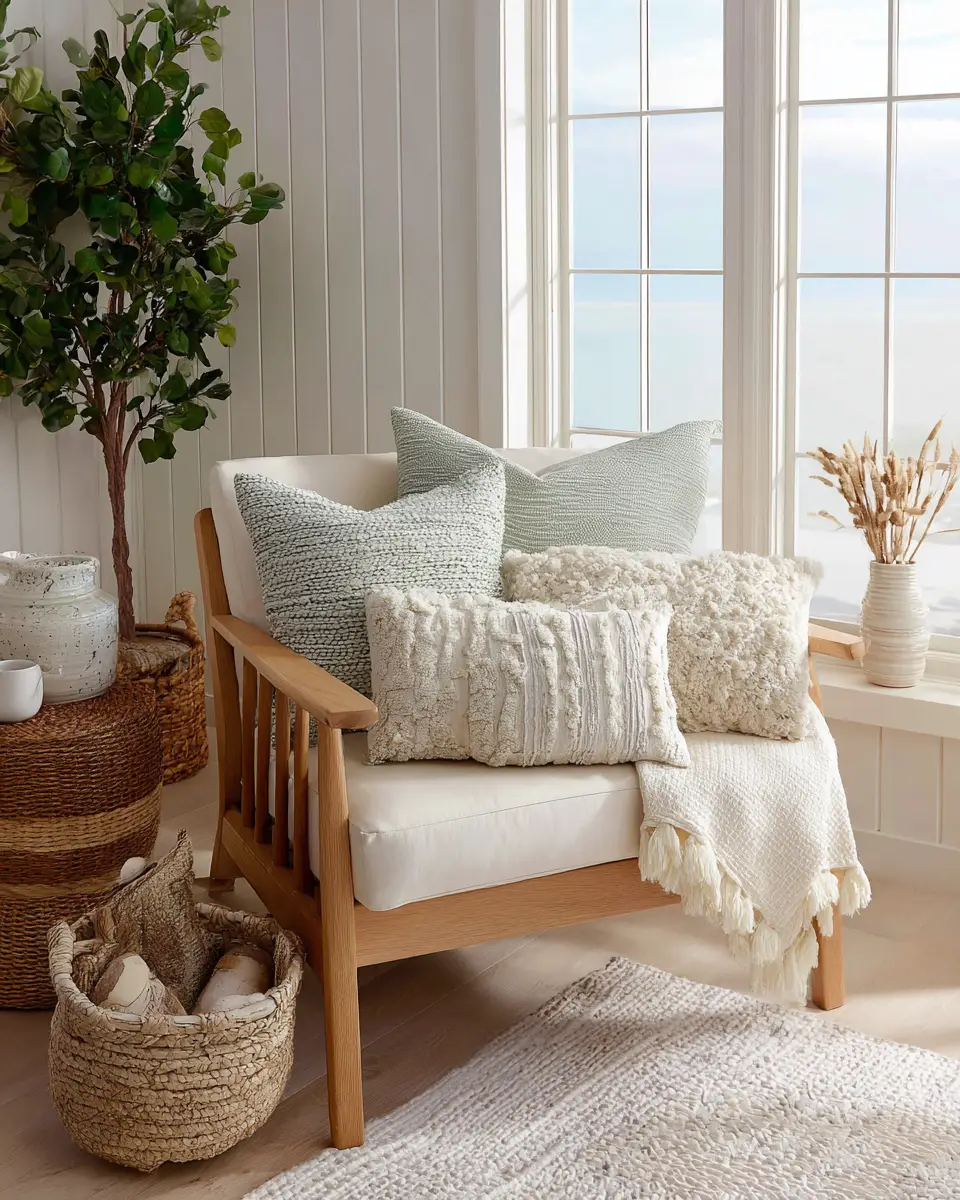 Sage Green Coastal Living Room Decor Ideas