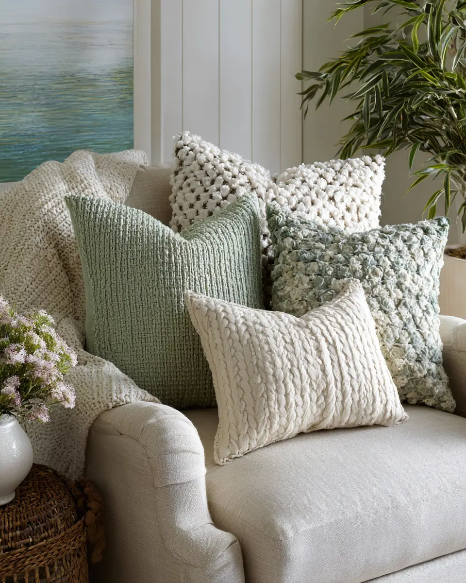 Sage Green Coastal Living Room Decor Ideas