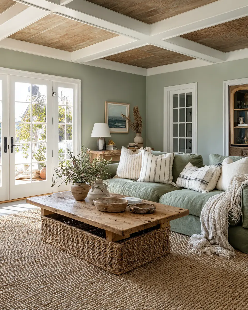 Sage Green Coastal Living Room Decor Ideas