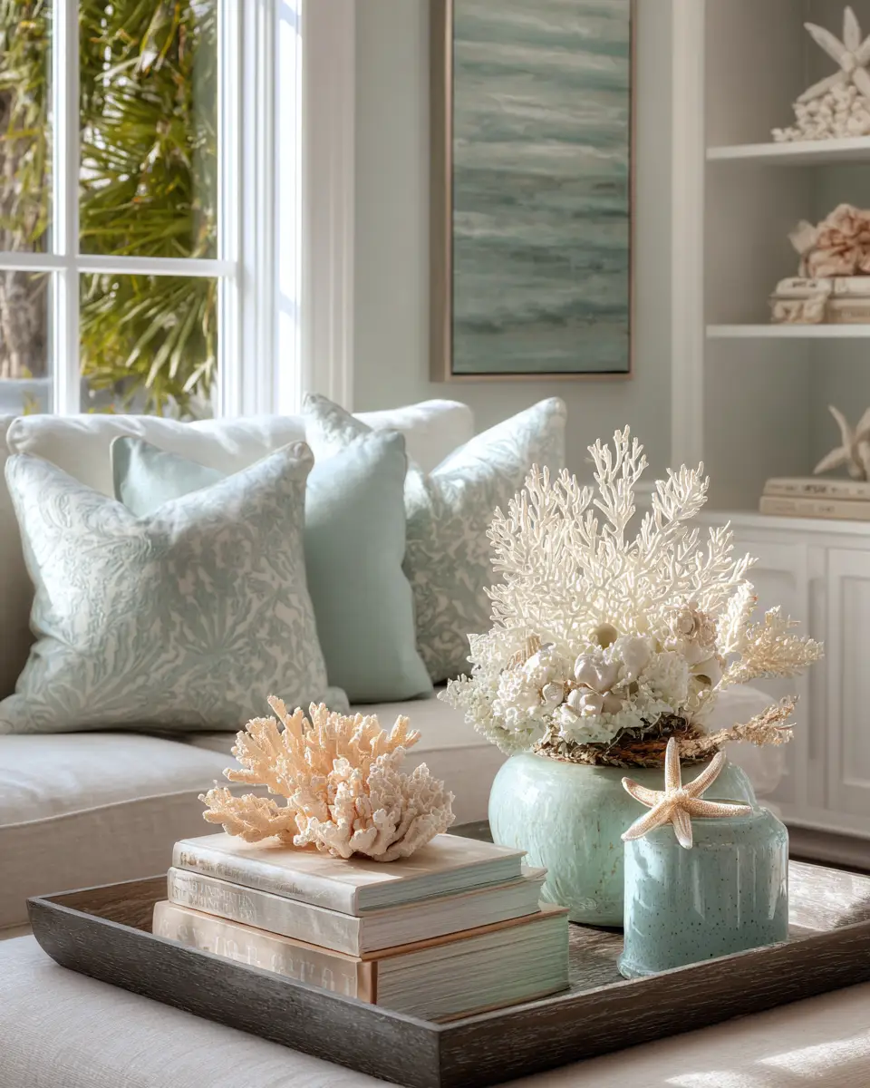 Sage Green Coastal Living Room Decor Ideas