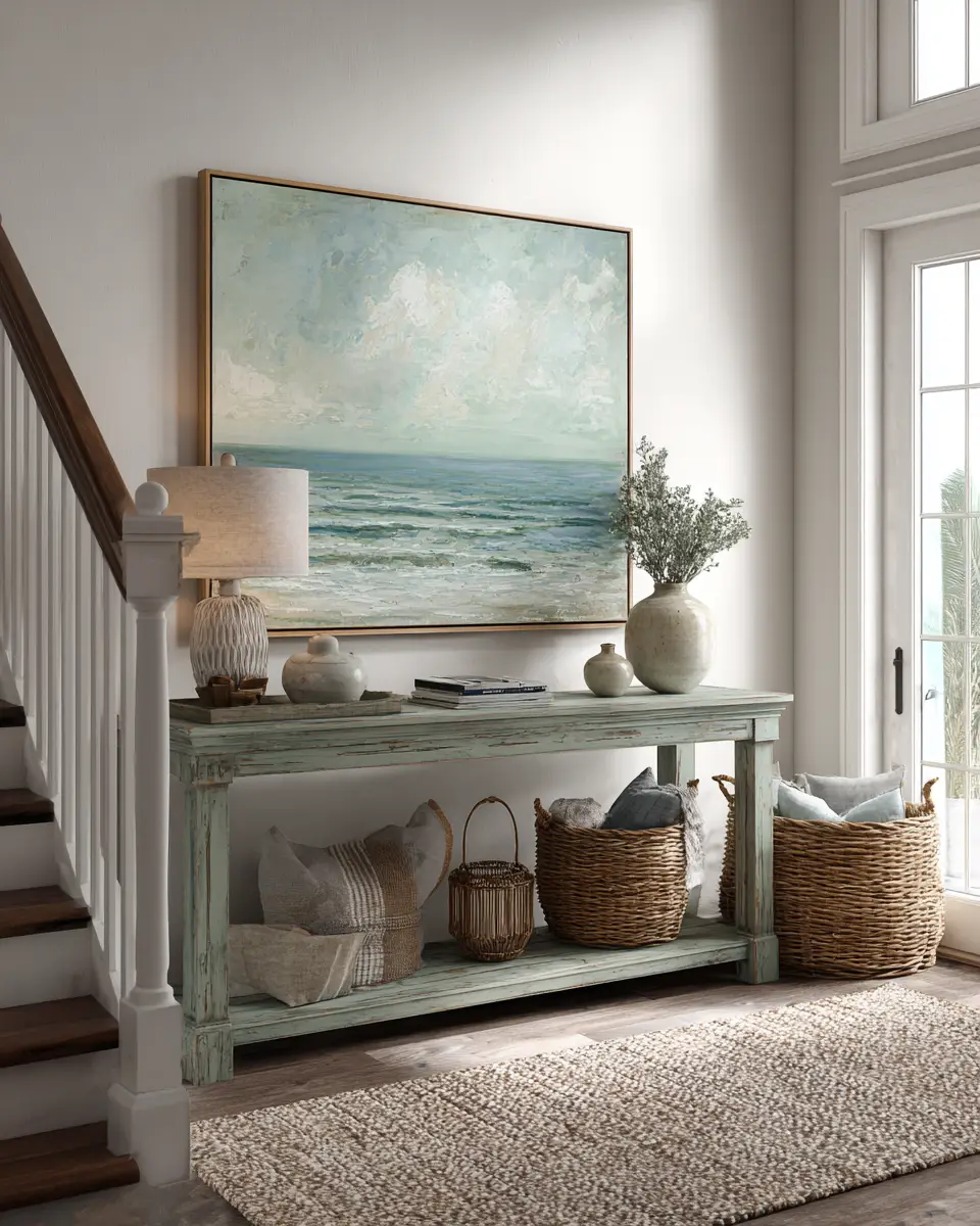 Sage Green Coastal Living Room Decor Ideas