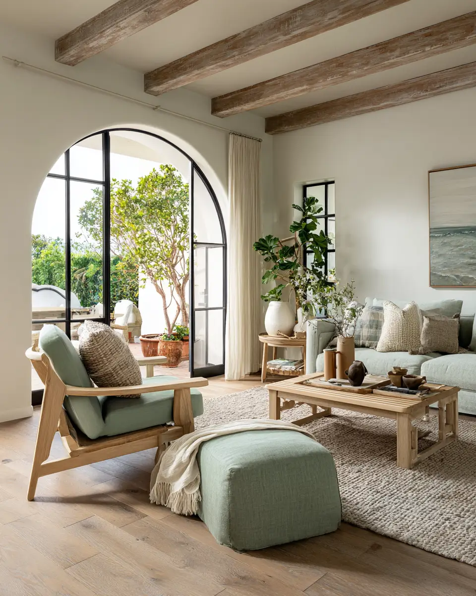 Sage Green Coastal Living Room Decor Ideas
