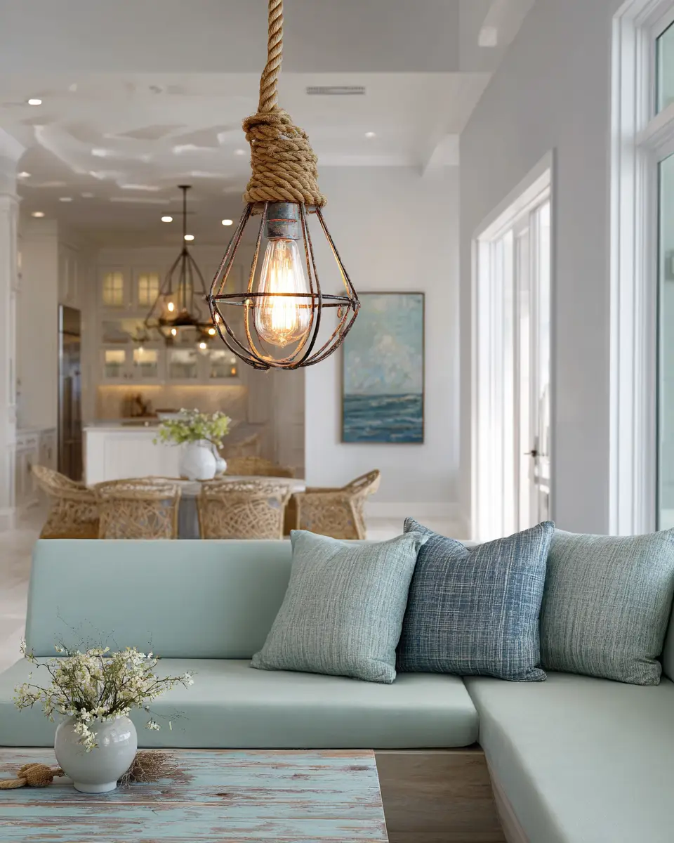 Sage Green Coastal Living Room Decor Ideas