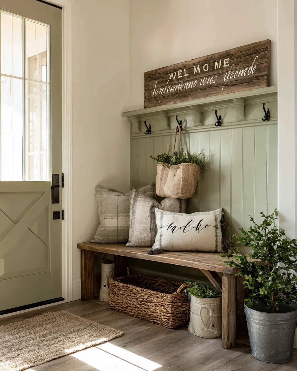 Sage Green Farmhouse Entryway Decor Ideas