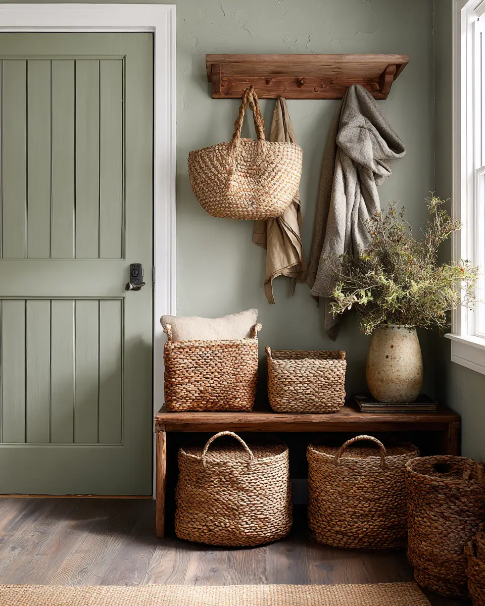 Sage Green Farmhouse Entryway Decor Ideas