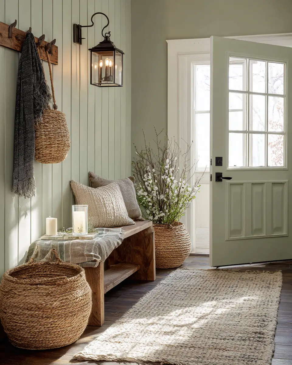 Sage Green Farmhouse Entryway Decor Ideas