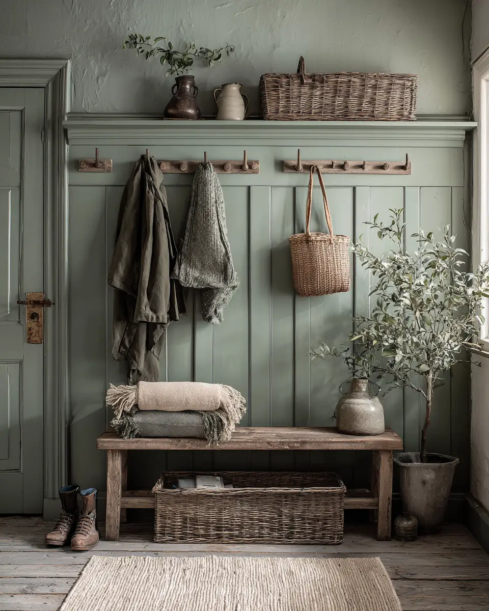 Sage Green Farmhouse Entryway Decor Ideas