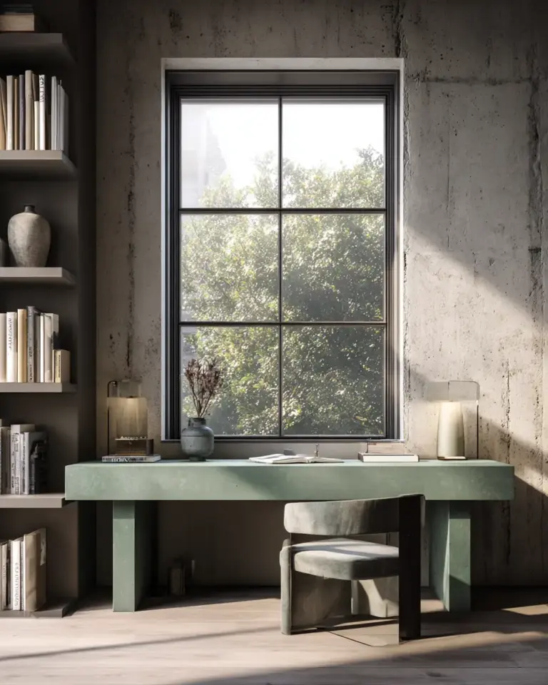 Sage Green Industrial Home Office Decor Ideas - Featured