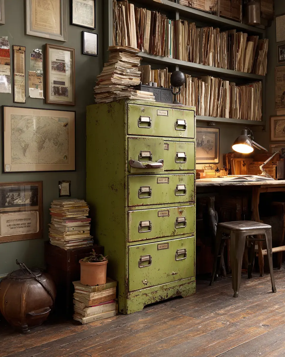 Sage Green Industrial Home Office Decor Ideas