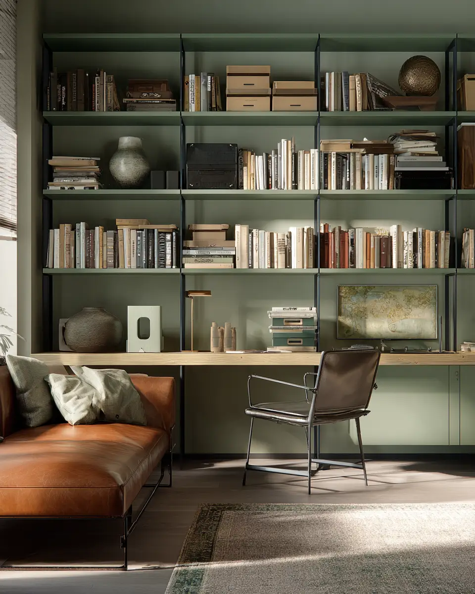 Sage Green Industrial Home Office Decor Ideas