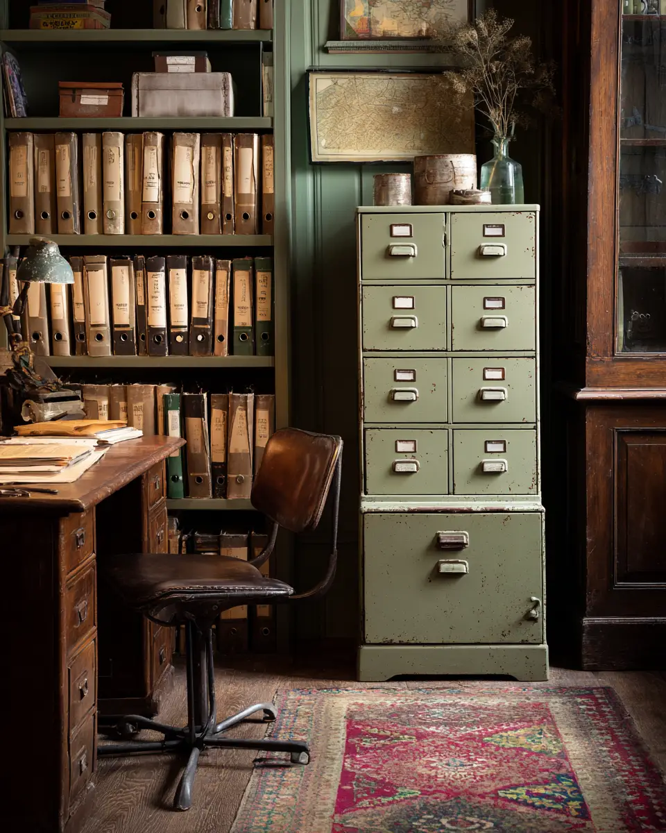 Sage Green Industrial Home Office Decor Ideas