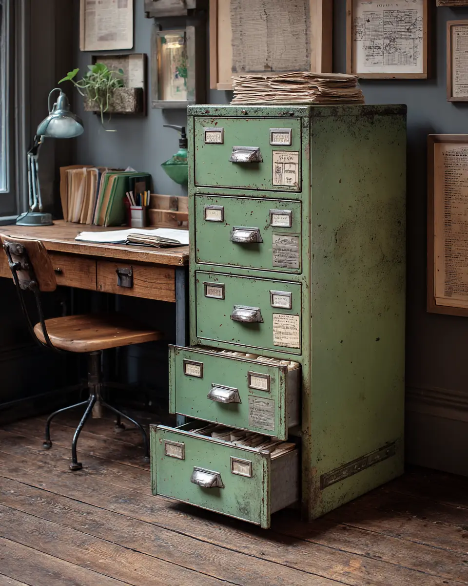 Sage Green Industrial Home Office Decor Ideas