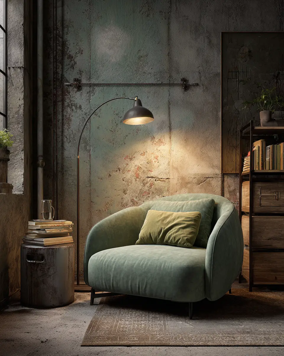 Sage Green Industrial Home Office Decor Ideas