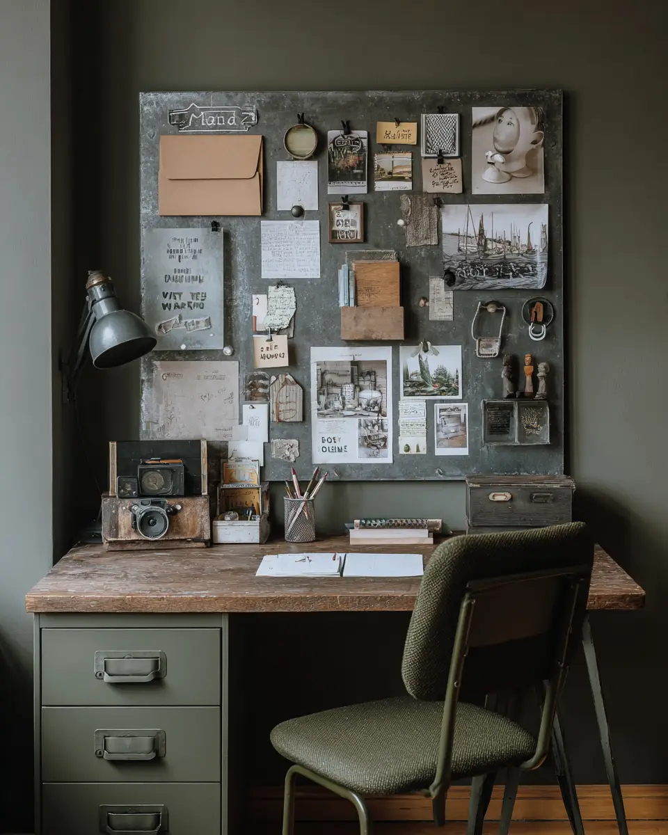 Sage Green Industrial Home Office Decor Ideas