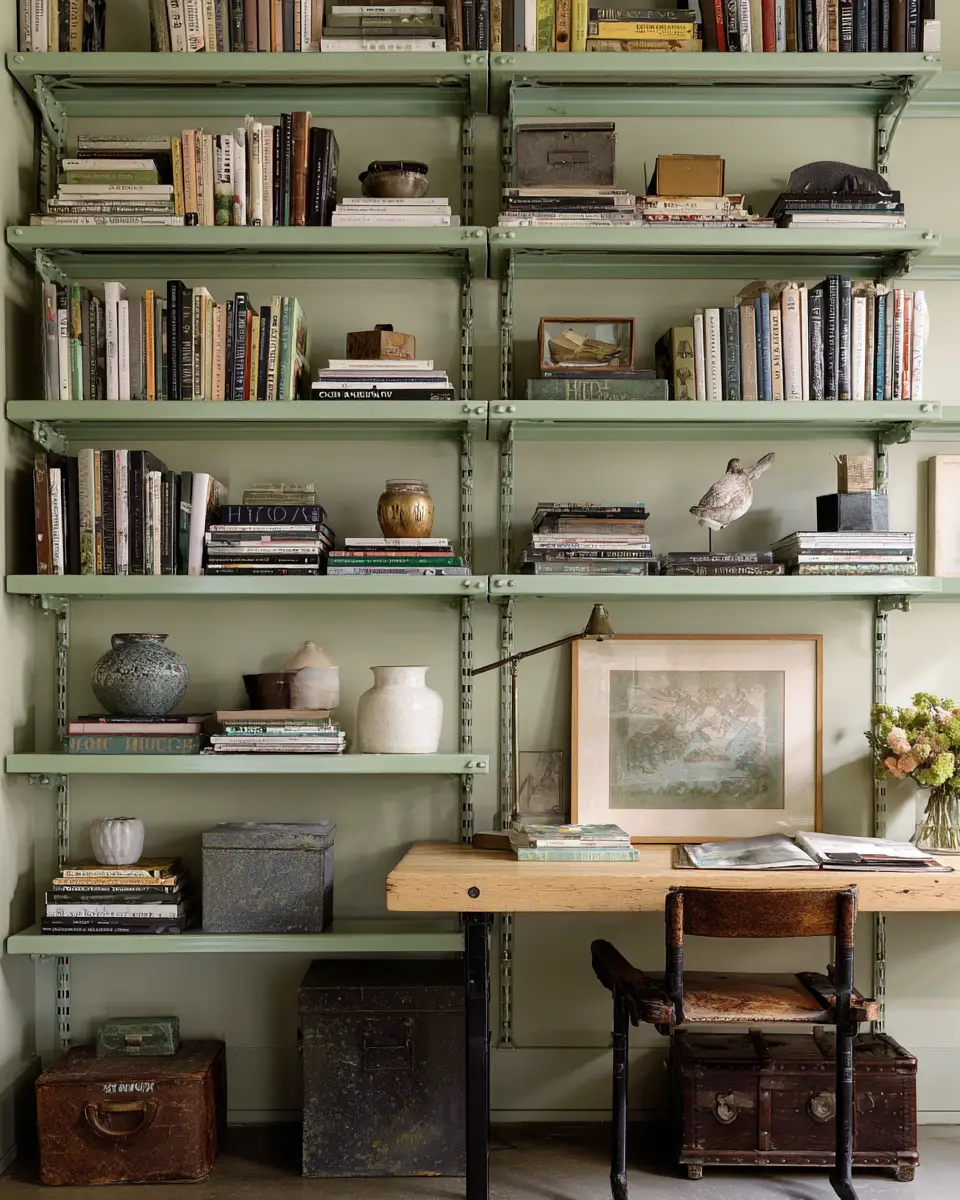 Sage Green Industrial Home Office Decor Ideas
