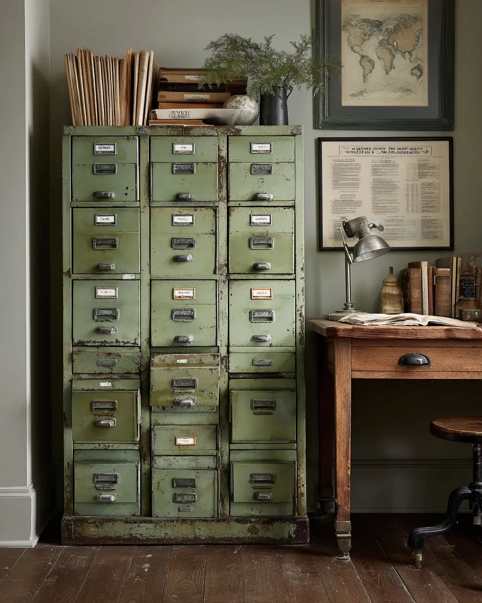 Sage Green Industrial Home Office Decor Ideas
