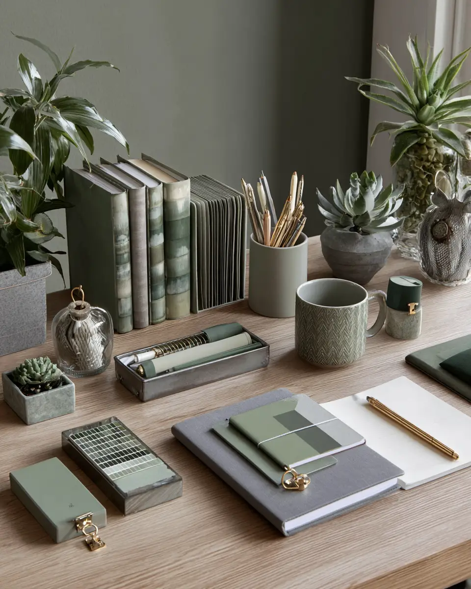 Sage Green Industrial Home Office Decor Ideas