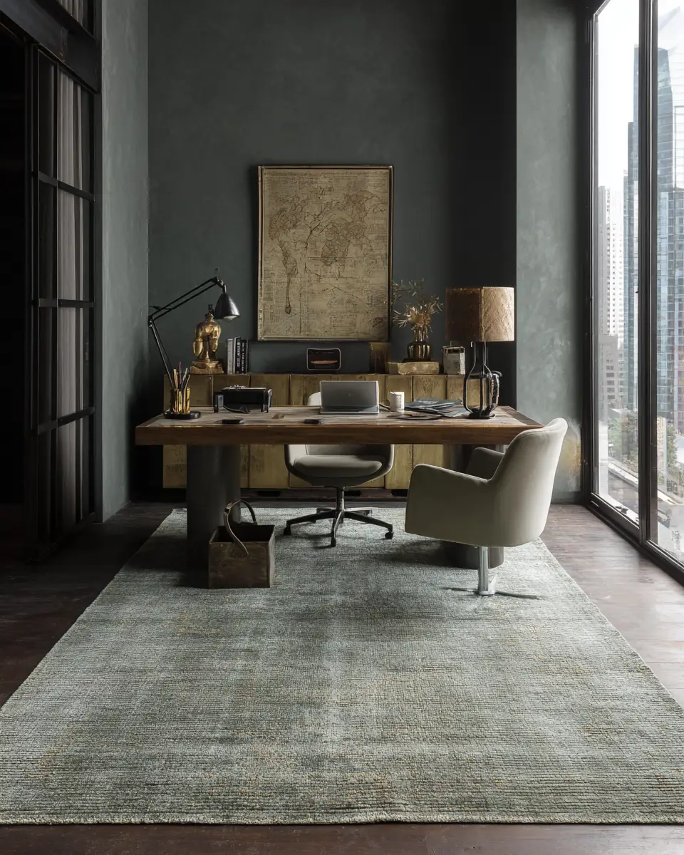 Sage Green Industrial Home Office Decor Ideas