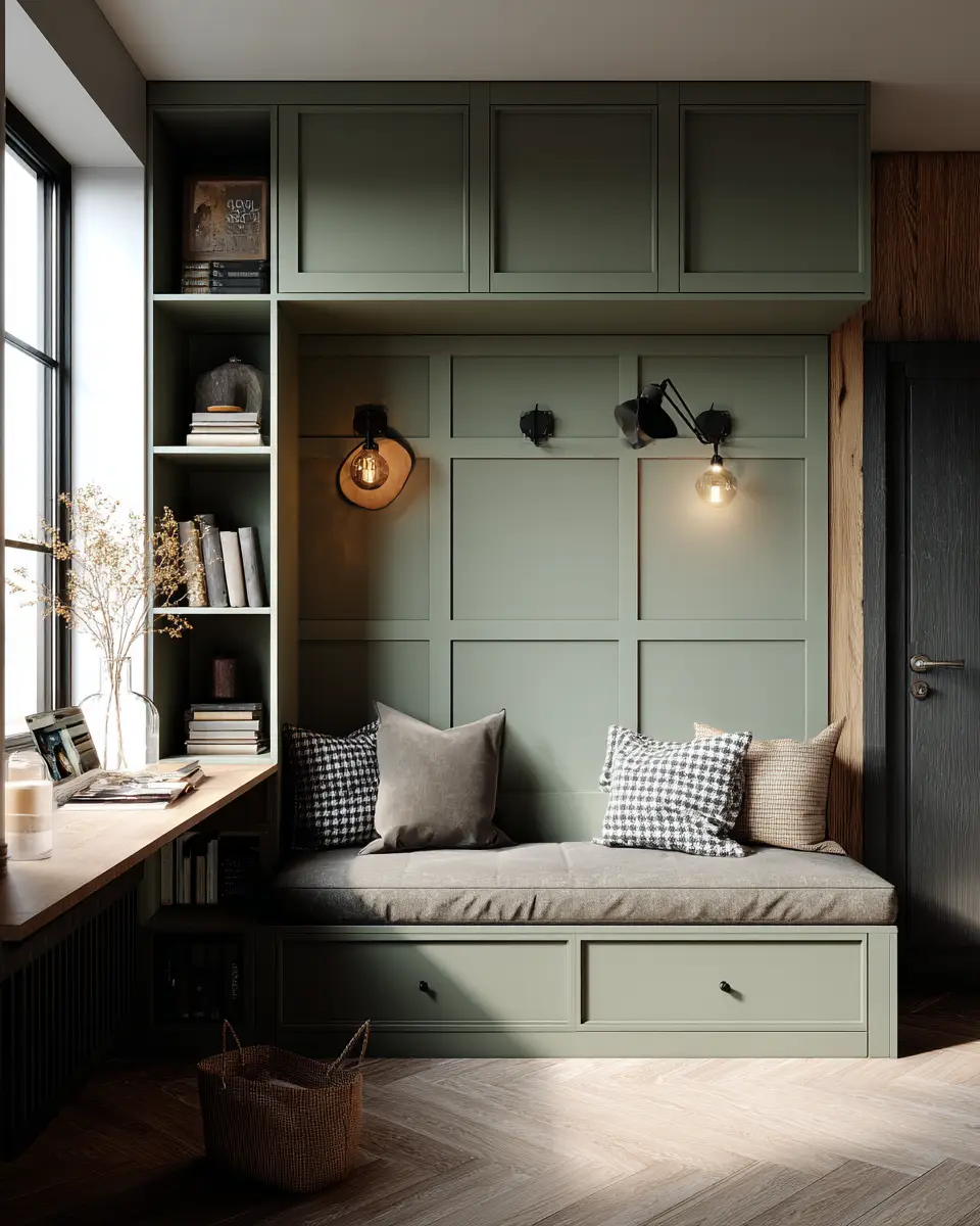 Sage Green Industrial Home Office Decor Ideas