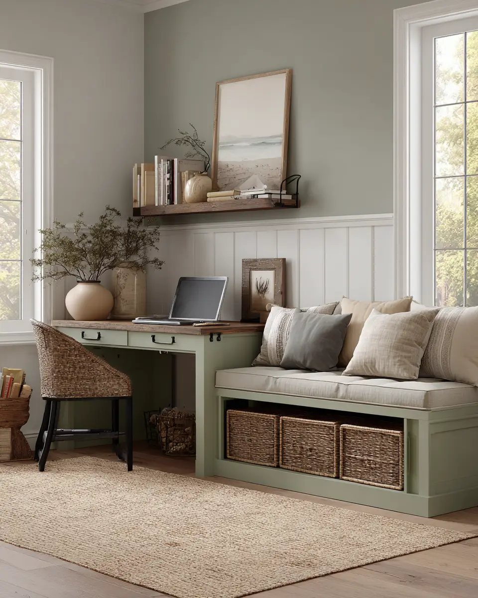 Sage Green Industrial Home Office Decor Ideas