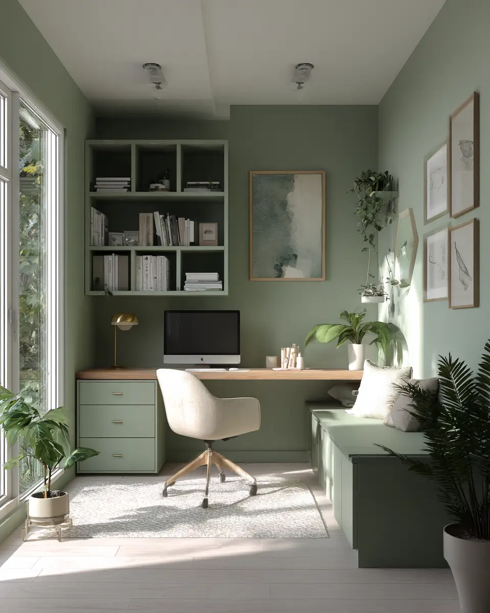 Sage Green Minimalist Home Office Decor Ideas