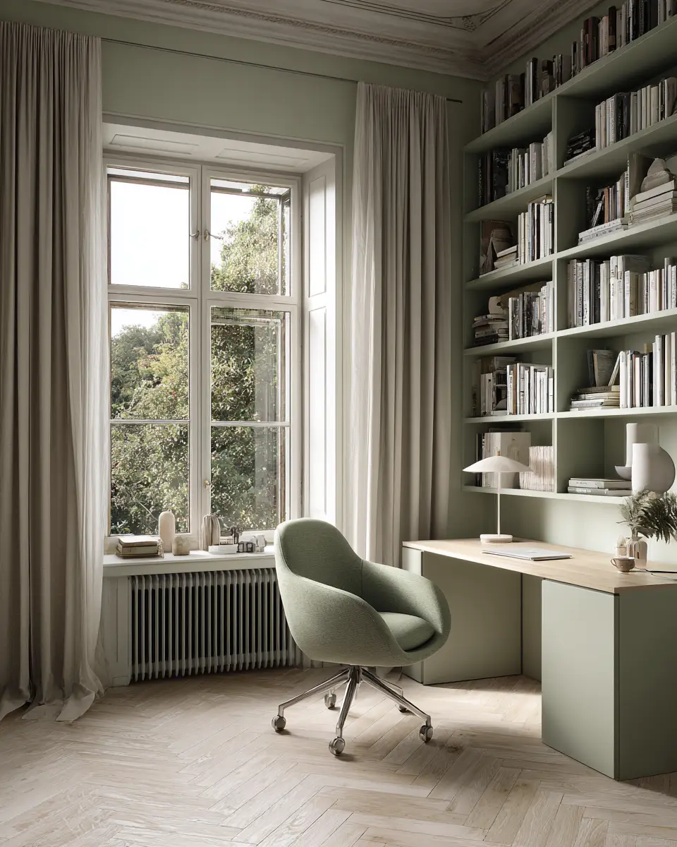 Sage Green Minimalist Home Office Decor Ideas