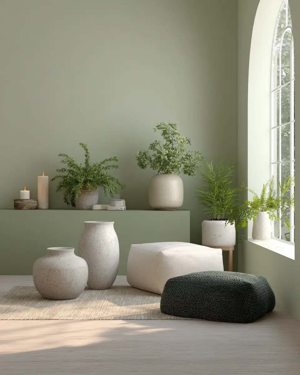 Sage Green Minimalist Living Room Decor Ideas - Featured