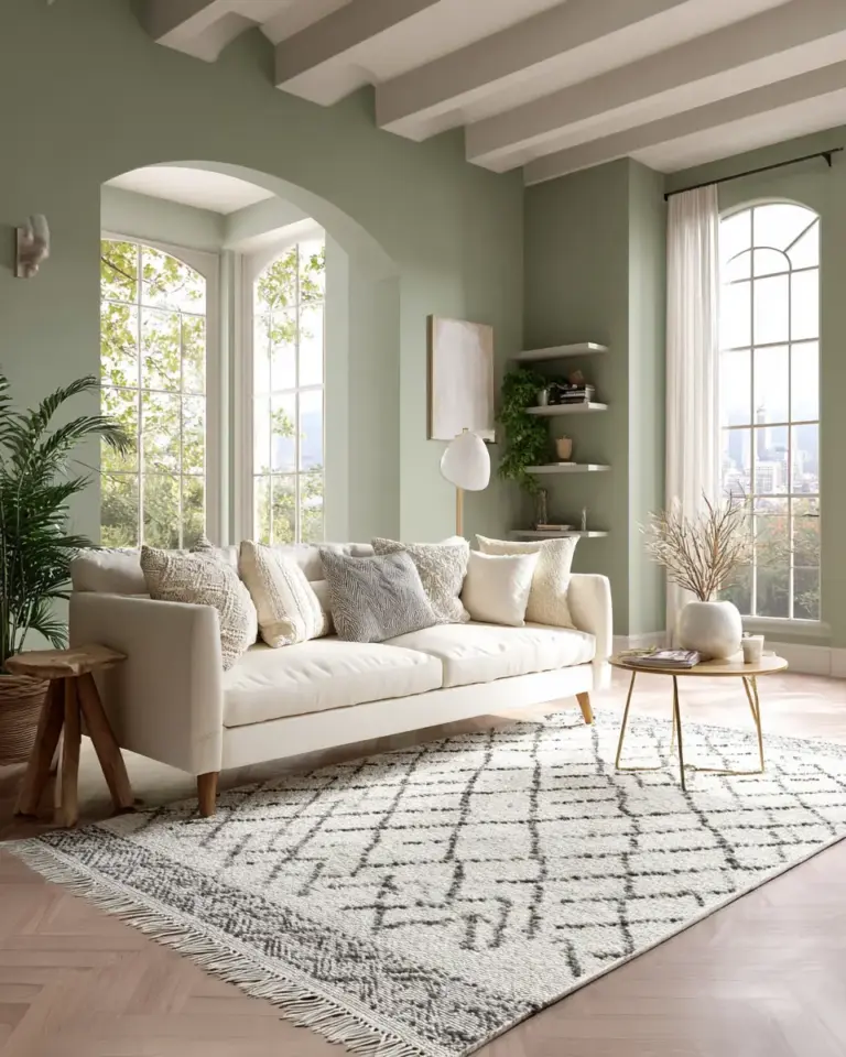 Sage Green Modern Living Room Decor Ideas - Featured