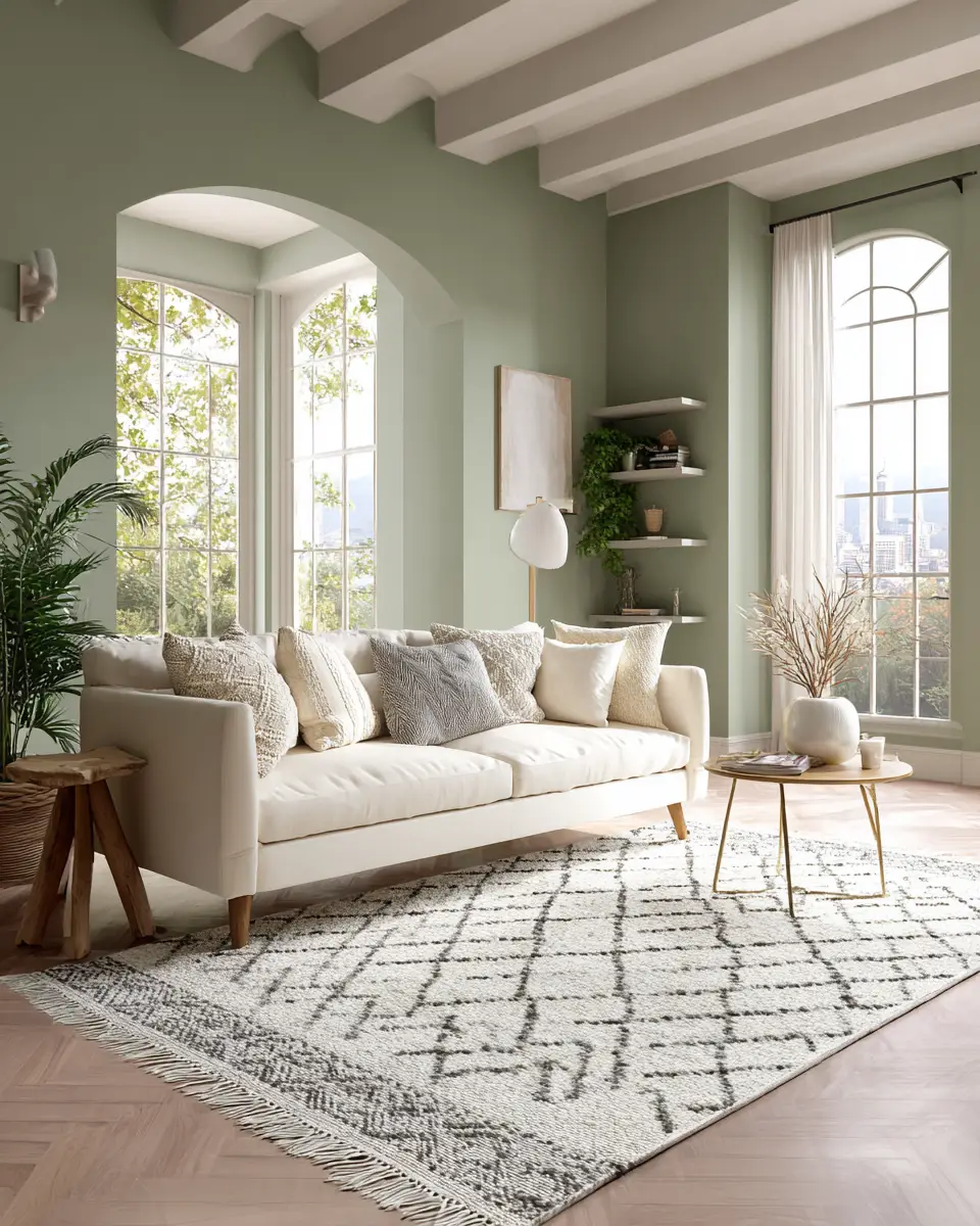 Sage Green Modern Living Room Decor Ideas - Featured