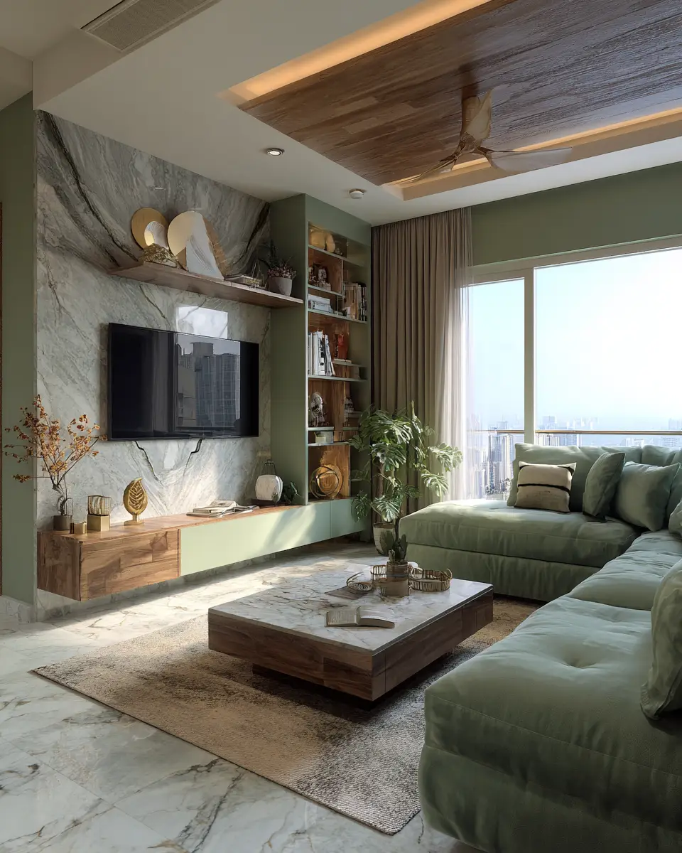 Sage Green Modern Living Room Decor Ideas