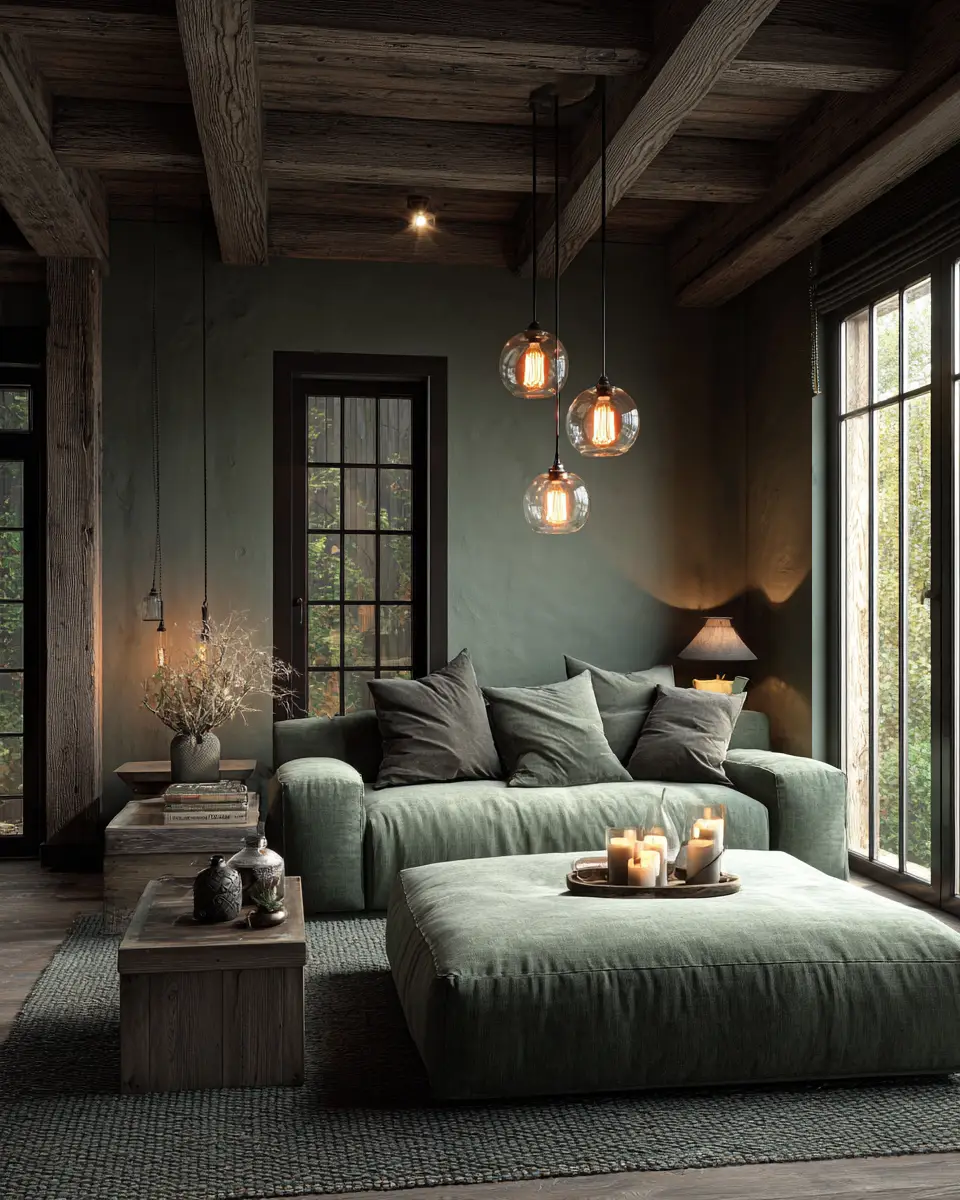 Sage Green Rustic Living Room Decor Ideas