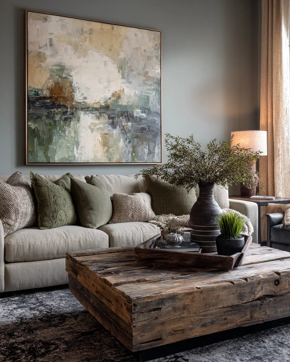 Sage Green Rustic Living Room Decor Ideas