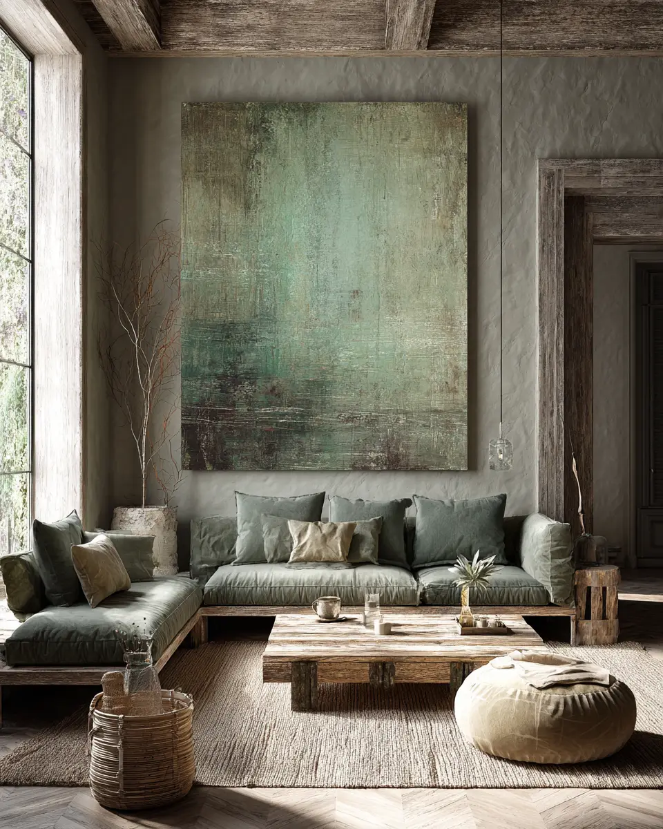 Sage Green Rustic Living Room Decor Ideas