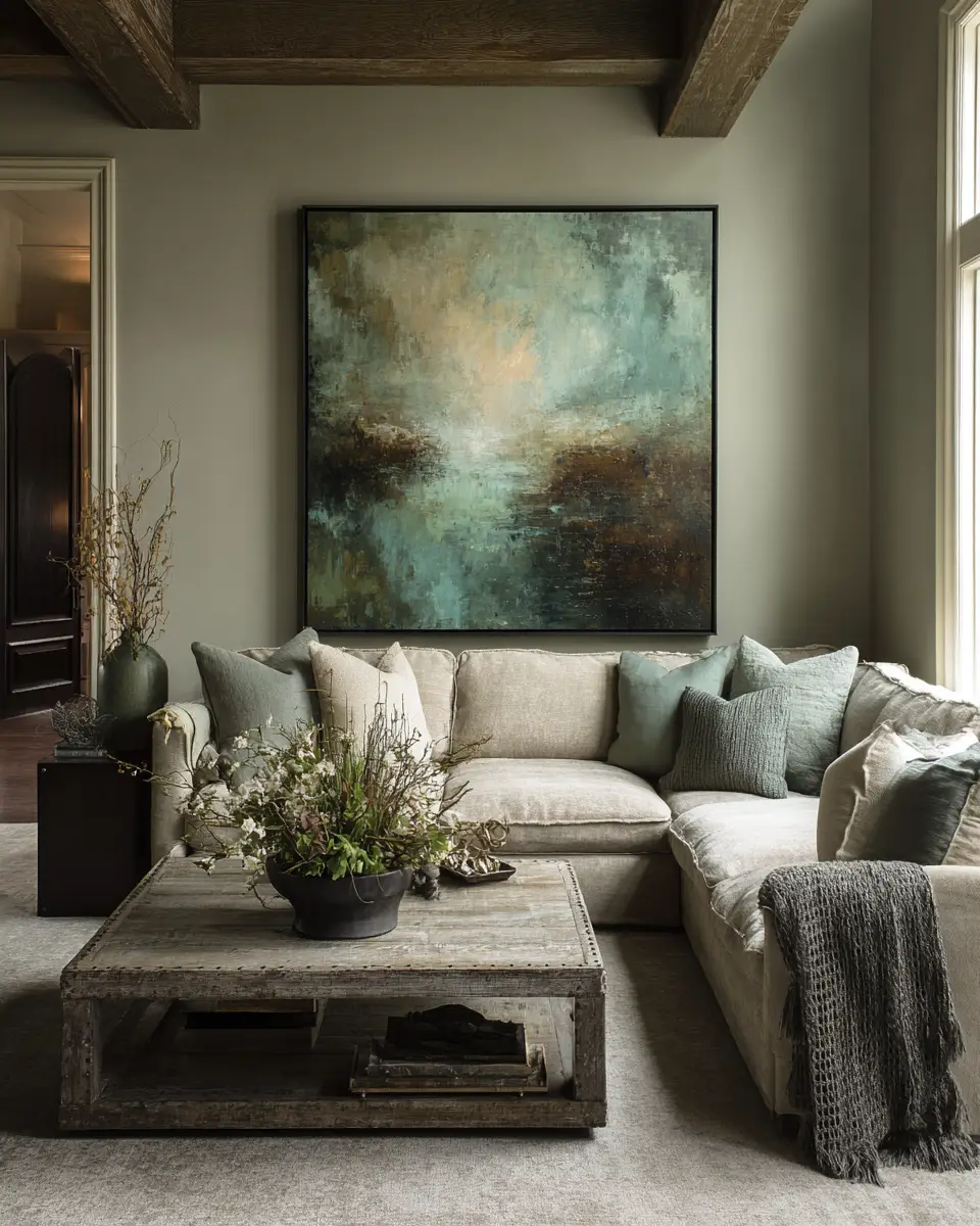 Sage Green Rustic Living Room Decor Ideas