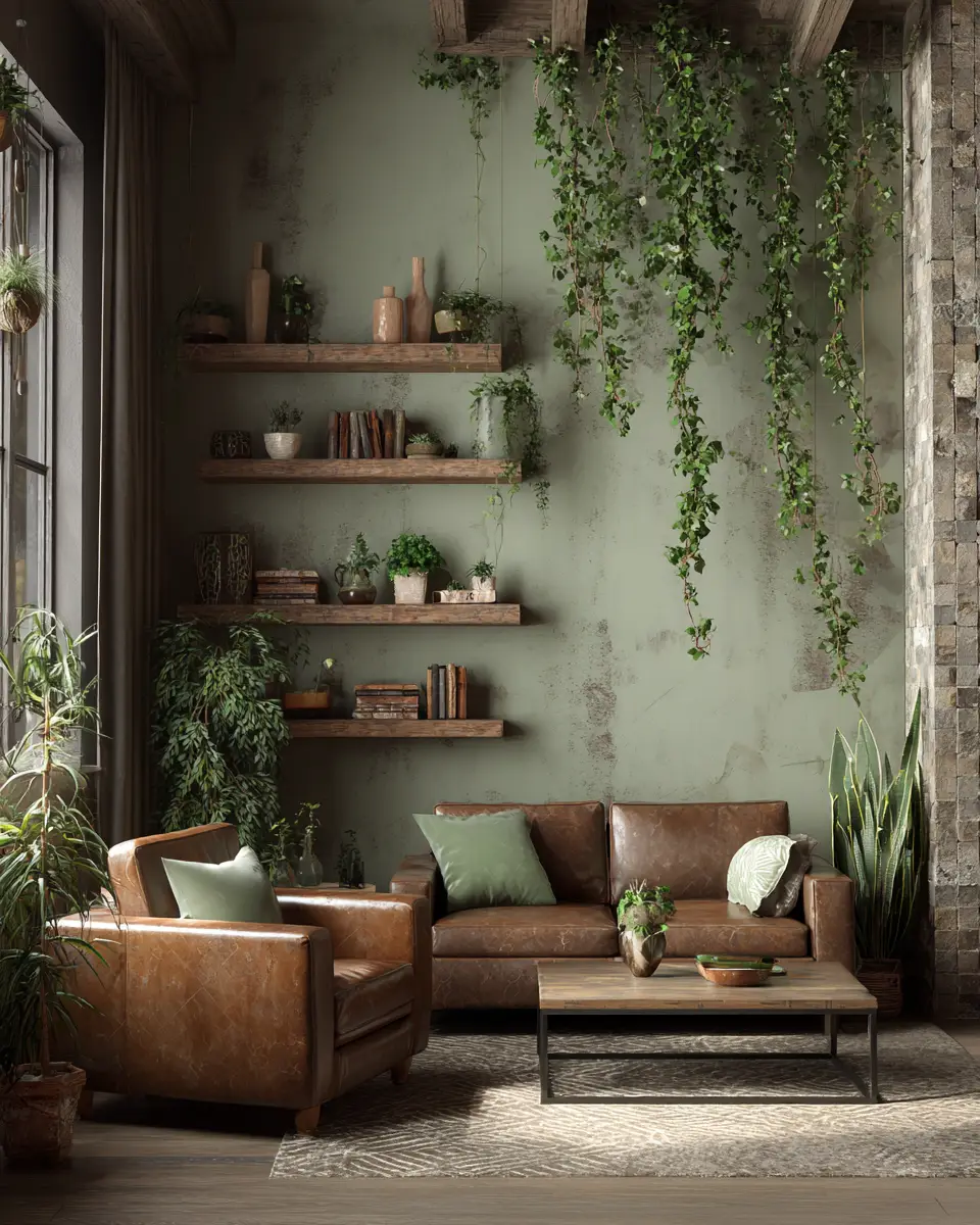 Sage Green Rustic Living Room Decor Ideas