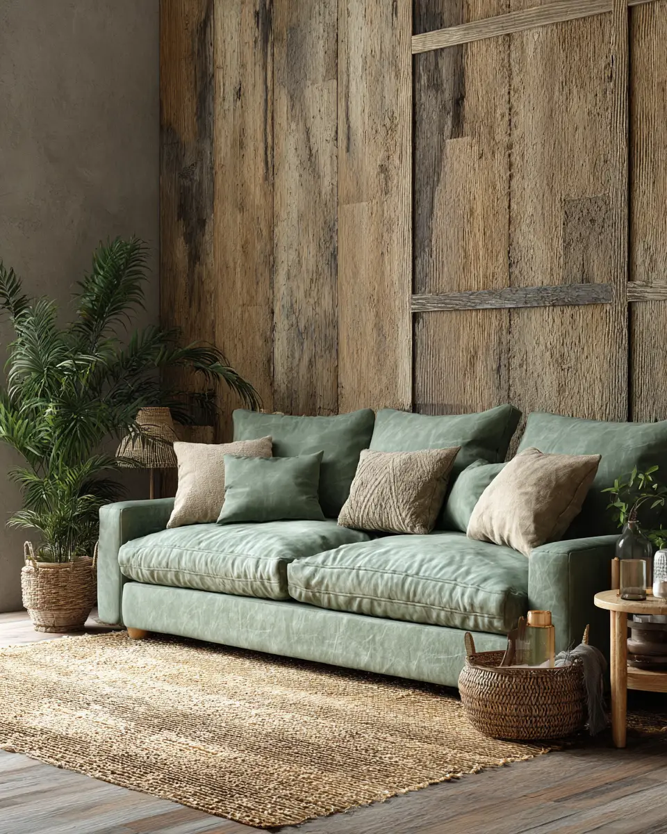 Sage Green Rustic Living Room Decor Ideas
