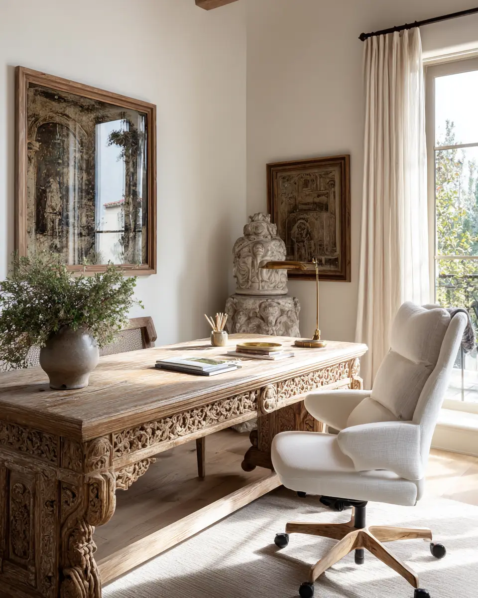 Serene Mediterranean Home Office Decor Ideas