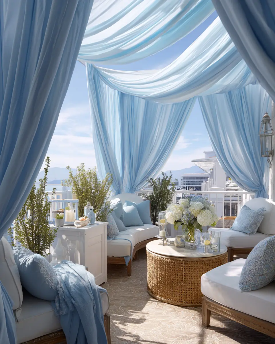 Sky Blue Classic Balcony Decor Ideas