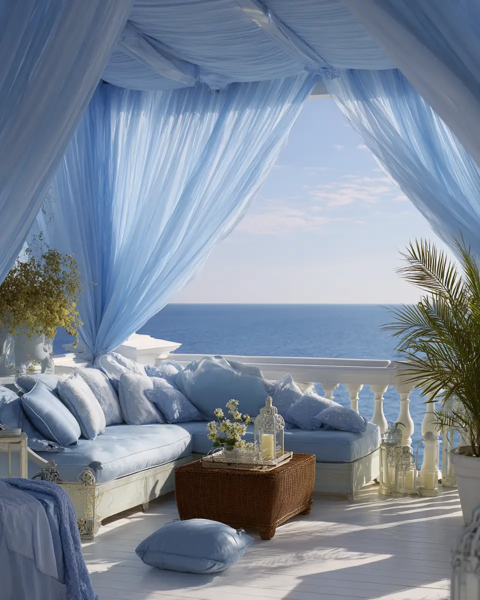 Sky Blue Classic Balcony Decor Ideas