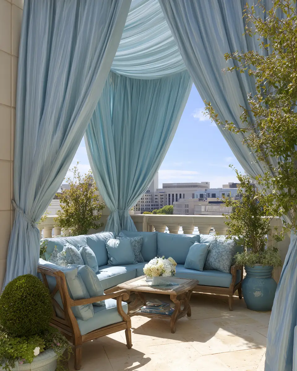 Sky Blue Classic Balcony Decor Ideas