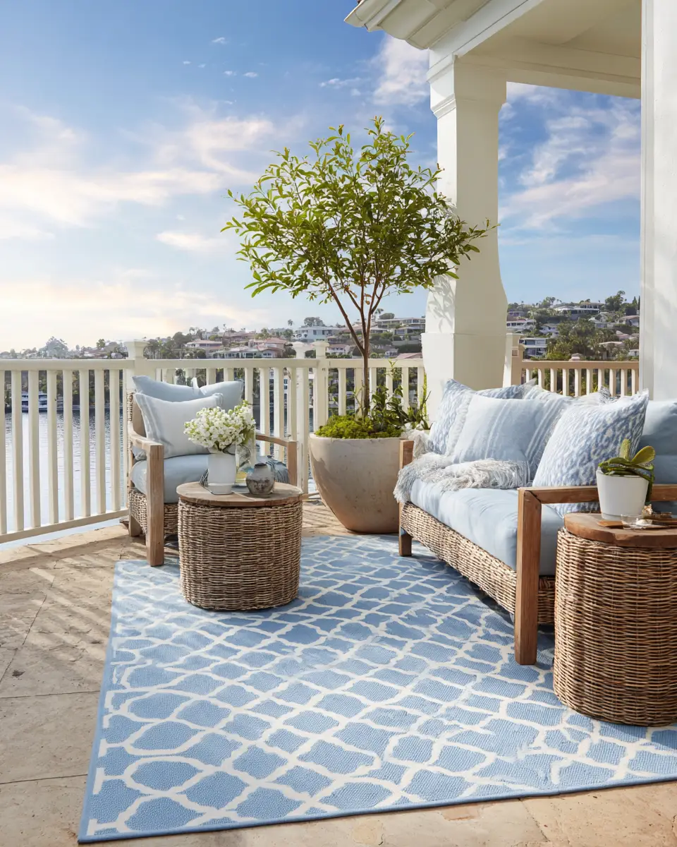 Sky Blue Classic Balcony Decor Ideas