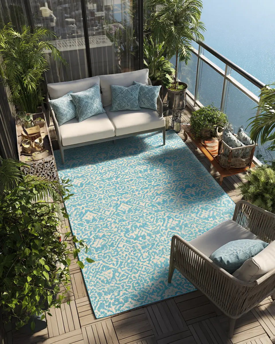 Sky Blue Classic Balcony Decor Ideas