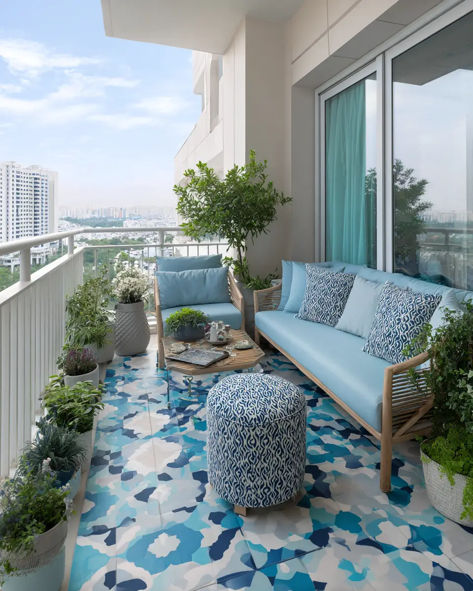 Sky Blue Classic Balcony Decor Ideas