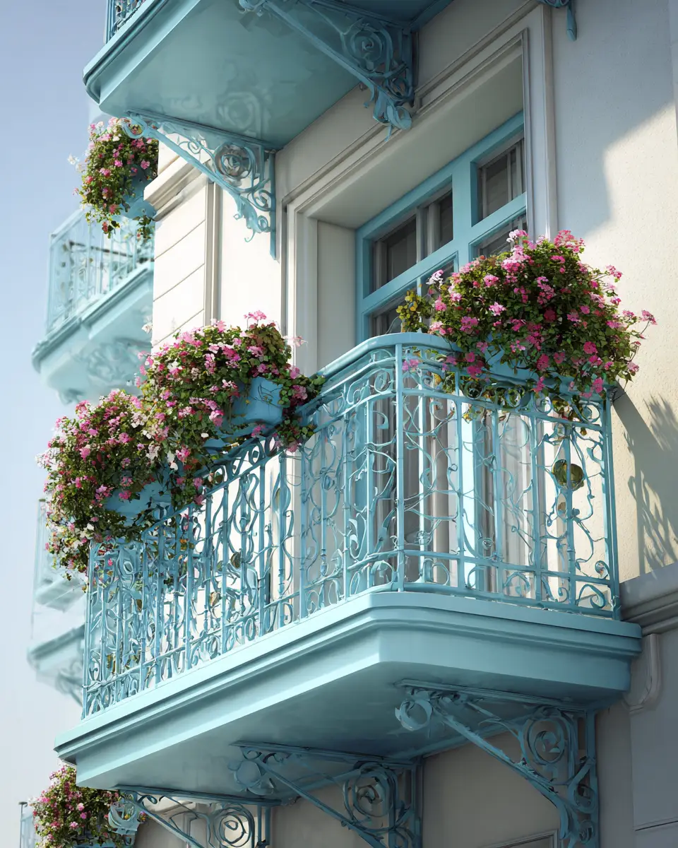 Sky Blue Classic Balcony Decor Ideas