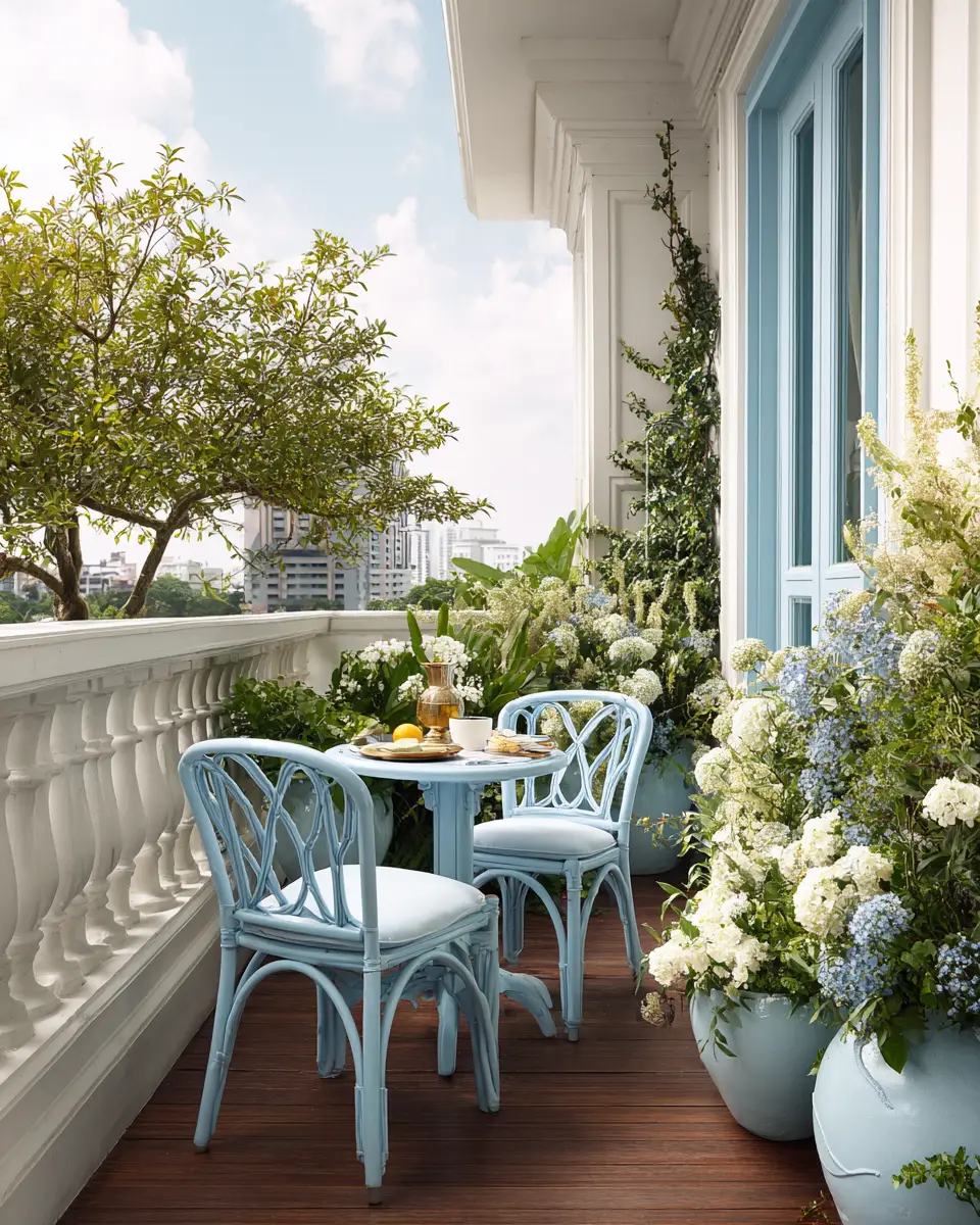 Sky Blue Classic Balcony Decor Ideas
